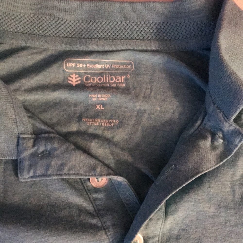 Mens Coolibar long sleeve Teal Golf Shirt XL
